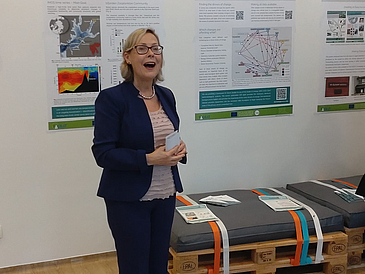 Vice-Director General for Research and Innovation of the European Commission, Signe Ratso, opening the exhibitions