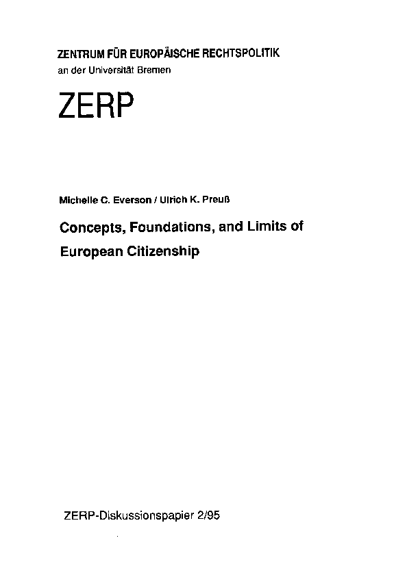 Concepts, Foundations, and Limits of European Citizenship
