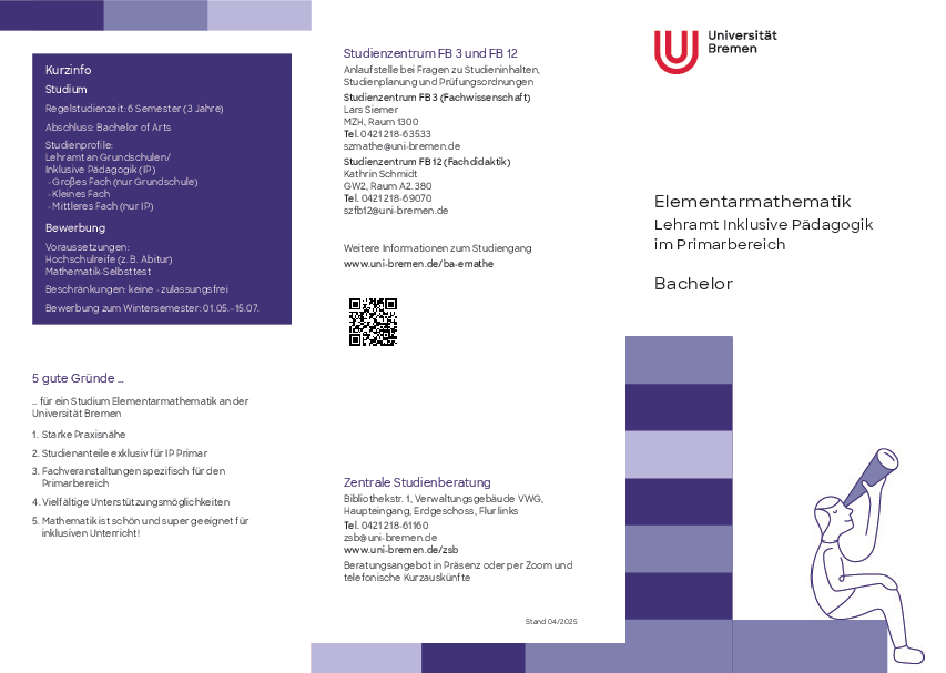 Infoflyer Elementarmathematik Lehramt Grundschule mit IP