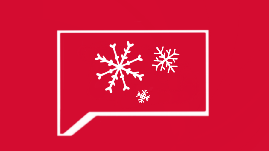 Eine Sprechblase mit mehreren Schneeflocken