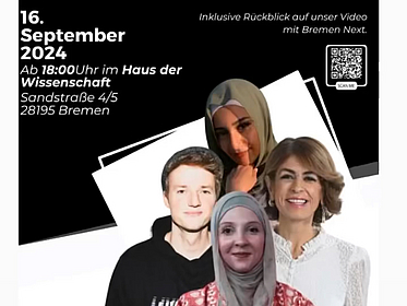 Flyer mit Bildern der Podiumsgäste