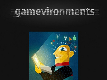 Cover des gamevinoment Journals. Eine person wird von einem Laptop in seiner Hand hell erleuchtet