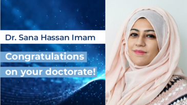 Photo Sana Hassan Imam mit Schriftzug Congratulations on your doctorate