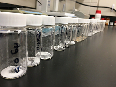 complex sugar powder in glass vials