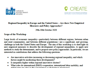Call for Papers und Workshop zum Thema Regional Inequality in Europe and the United States