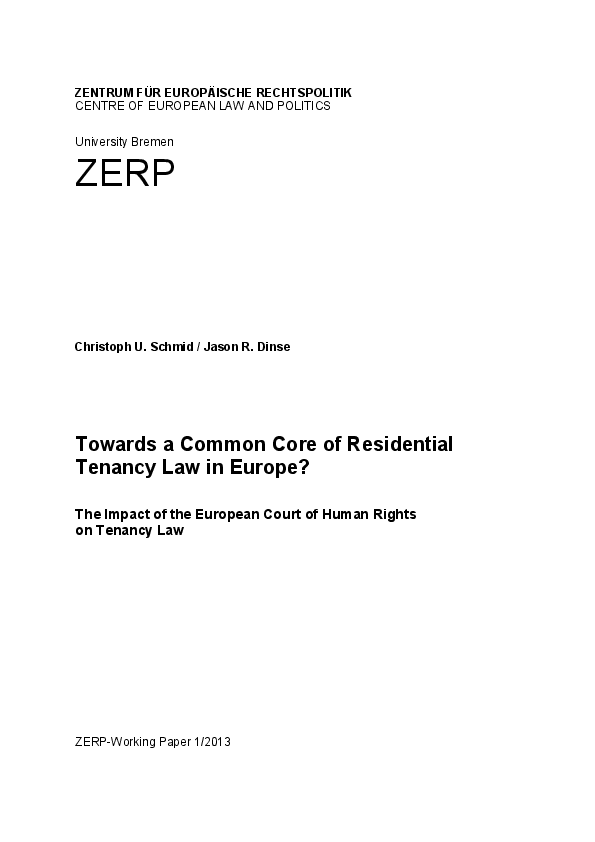 Towards a Common Core of Residential Tenancy Law in Europe? The Impact of the European Court of Human Rights on Tenancy Law