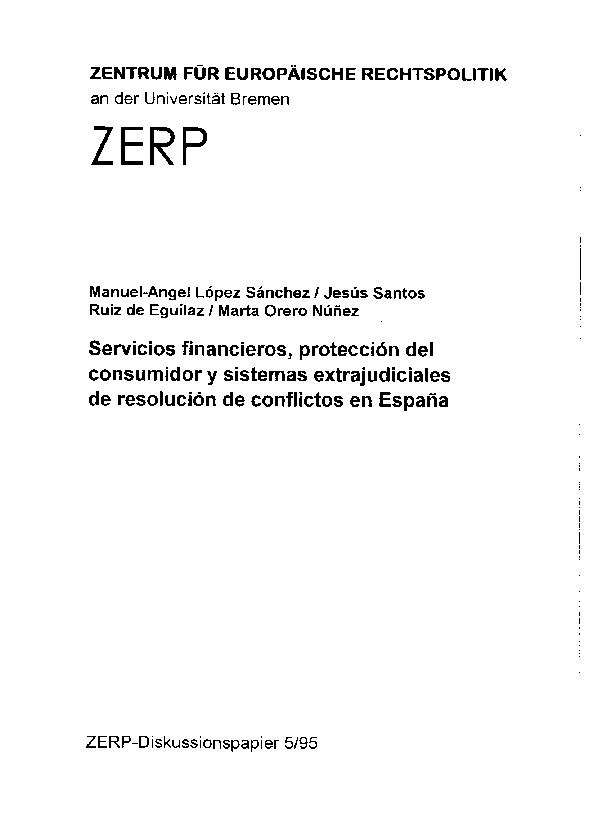 Servicios financieros, protección del consumidor y sistemas extrajudiciales de resolución de conflictos en Espana