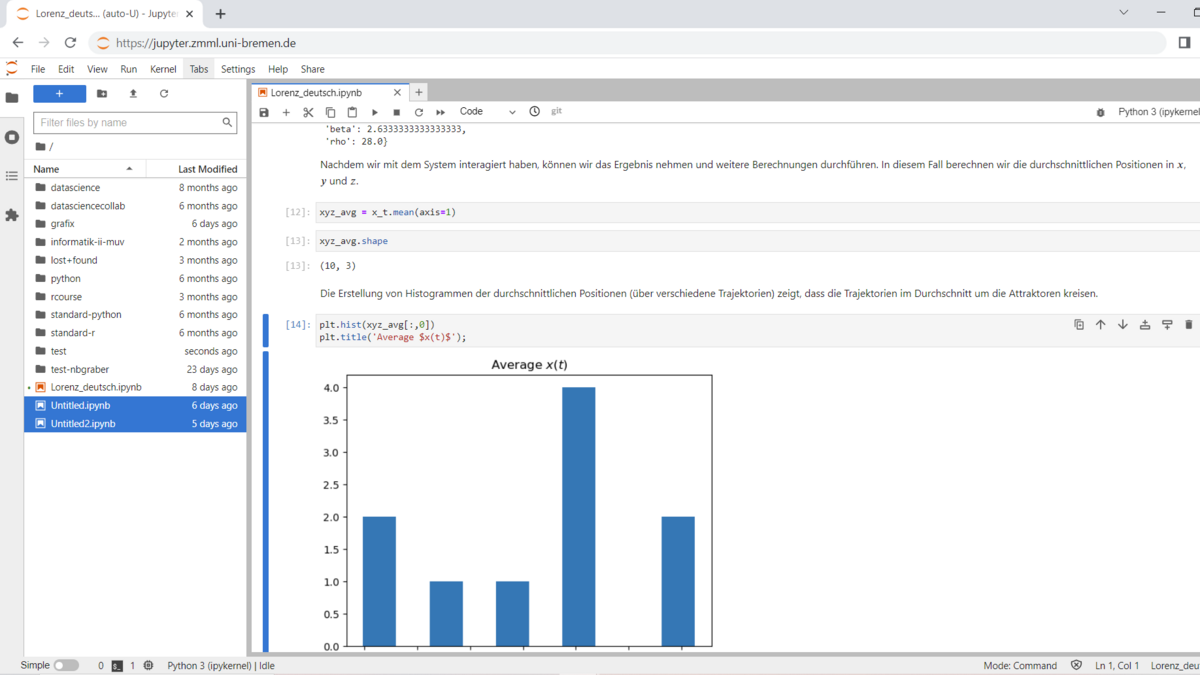 Desktopansicht des Jupyter-Programms