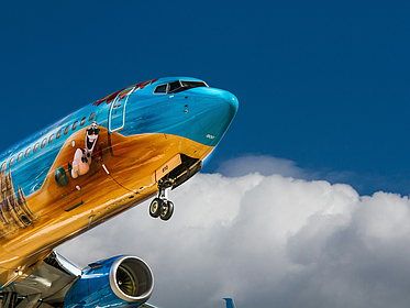 Flugzeug mit Olaf draufgedruckt