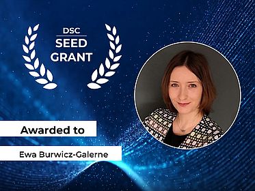 DSC Seed Grant Logo with photo of recipient