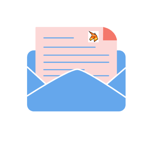 Design ohne Titel - 1 Bild mit einem offenen Briefumschlag, aus dem ein Schreiben mit dem Logo des UNICON-Projekts zu sehen ist.