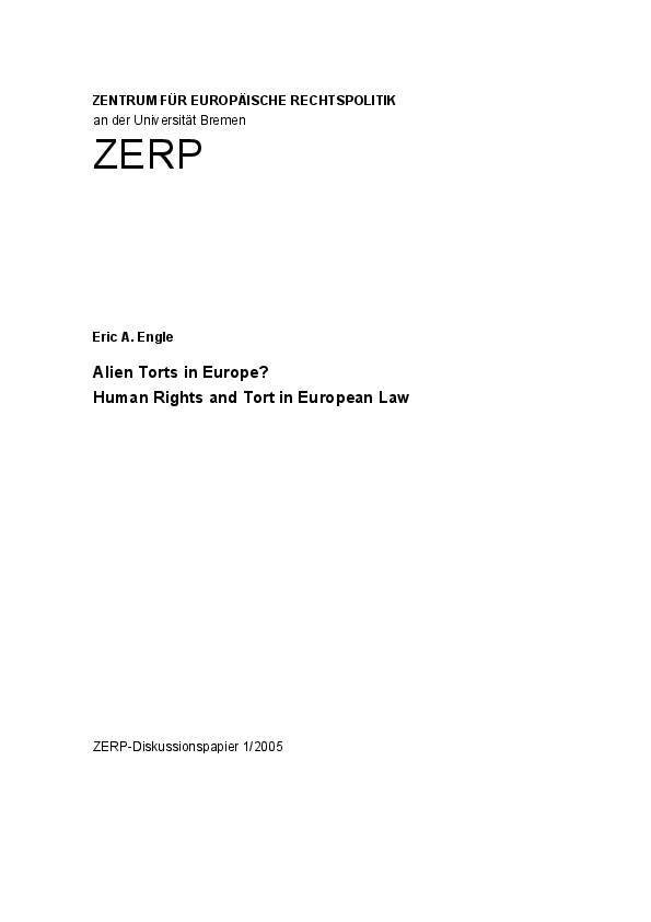 Alien Torts in Europe? Human Rights and Tort in European Law