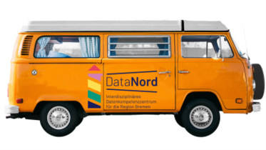 Gelber Bulli mit Data Nord Logo