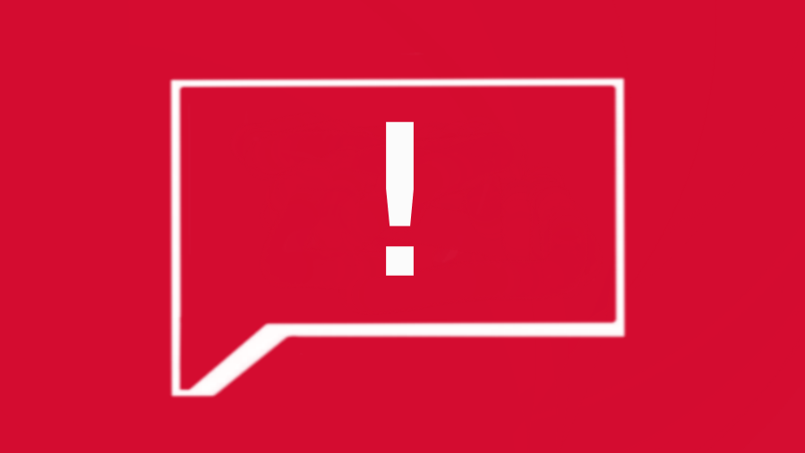 Eine Sprechblase, in der sich ein Ausrufezeichen befindet.