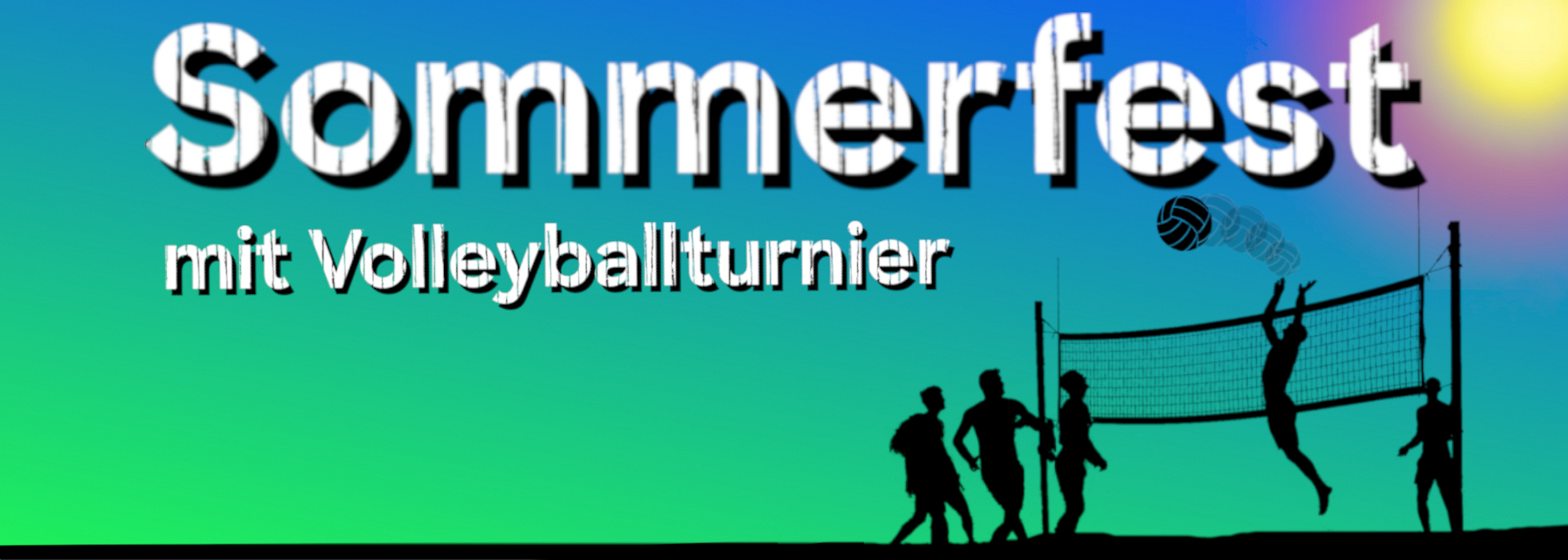 Dekobild mit Schriftzug Sommerfest mit Volleyballturnier