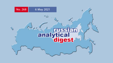 Im Vordergrund ist ein Text russian analytical digest. Im Hintergrund ist in Blau ei Land abgebildet. Oben Links steht 06. Mai 2021 und No. 268.