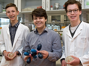 Drei Schüler im Labo