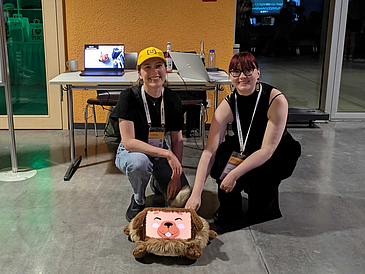 Anika and Rachel at their DoggoRoomie-Demo Anika and Rachel at their DAnika and Rachel at their DoggoRoomie-DemooogieRoome-Demo