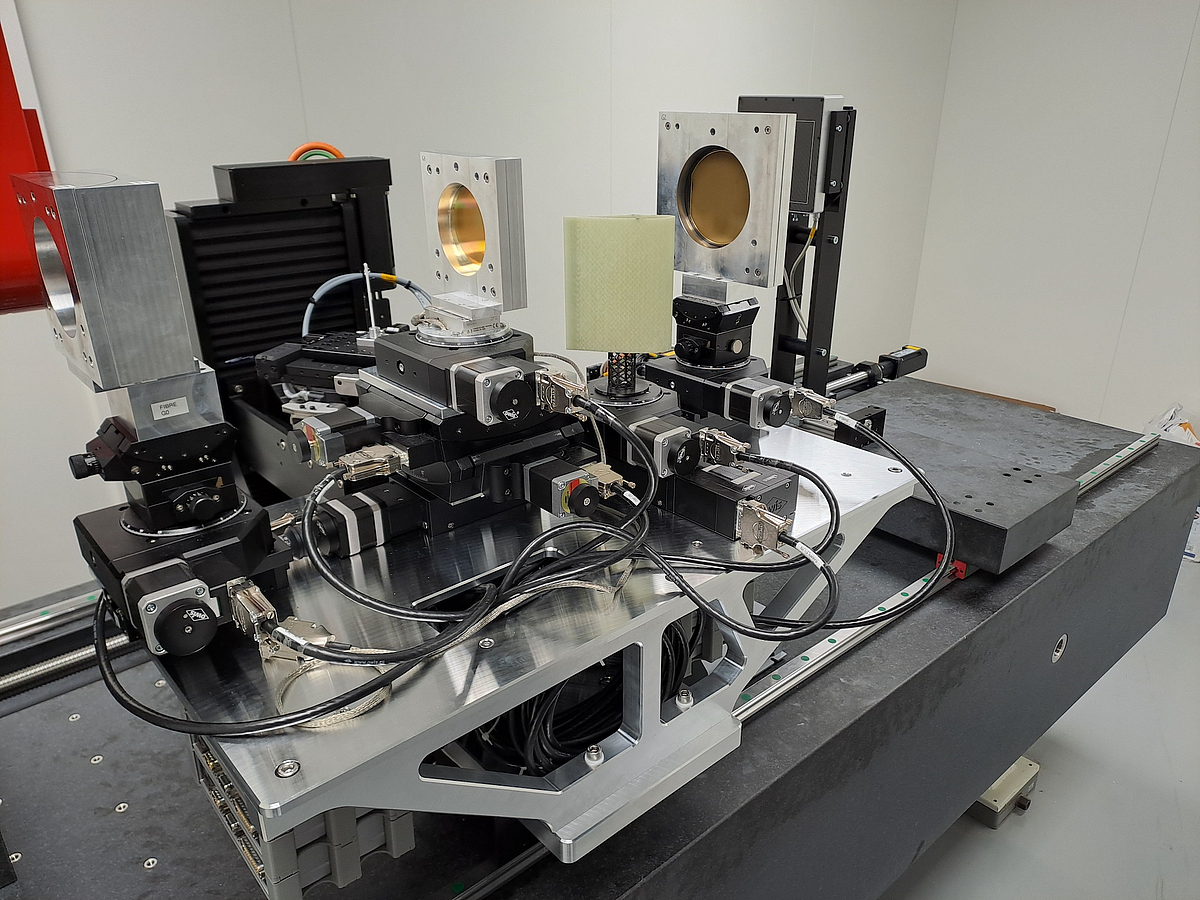 View of the Talbot Lau Grating Interferometer setup