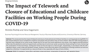 Zeigt einen Teil des Artikels zur Covid Studie