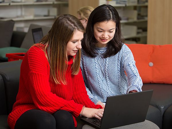 Young women at the laptop.