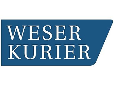 Blaues Logo des Weser-Kuriers auf weißem Grund.