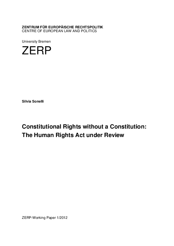 Constitutional Rights without a Constitution: The Human Rights Act under Review