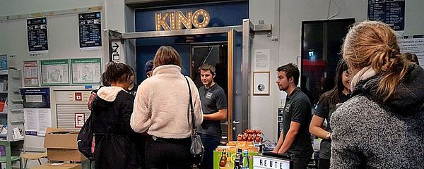 The entrance area of the lecture hall building where the CampusKino takes place