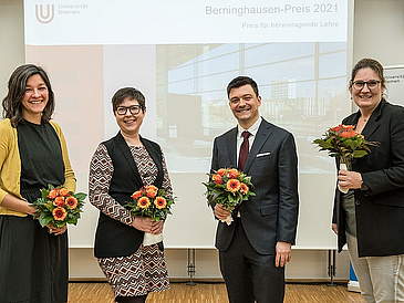 Haben die Jury vom Berninghausenpreis überzeugt: Juliane Jarke, Irina Zakharova, Jan Harima, Nina Heinrichs (v.l.)