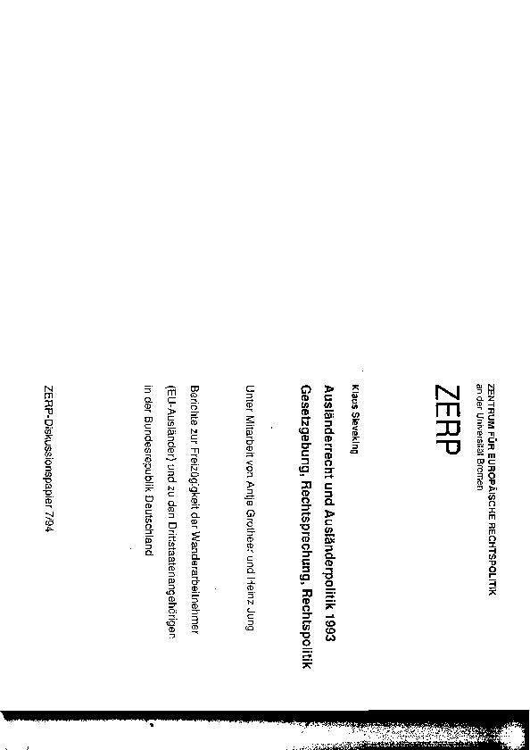 Ausländerrecht und Ausländerpolitik 1993. Gesetzgebung, Rechtsprechung, Rechtspolitik