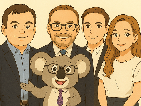 Prof. Missong und sein Team inklusive Korri dem Korrelationskoala