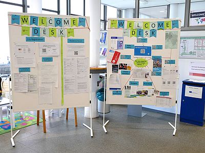 Infortafel mit Hinweisen für Austauschstudierende