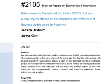 Shows the text #2015 for the Bremen Papers on Economics & Innovation