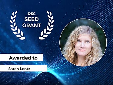 Foto der Empfängerin mit DSC Seed Grant Logo