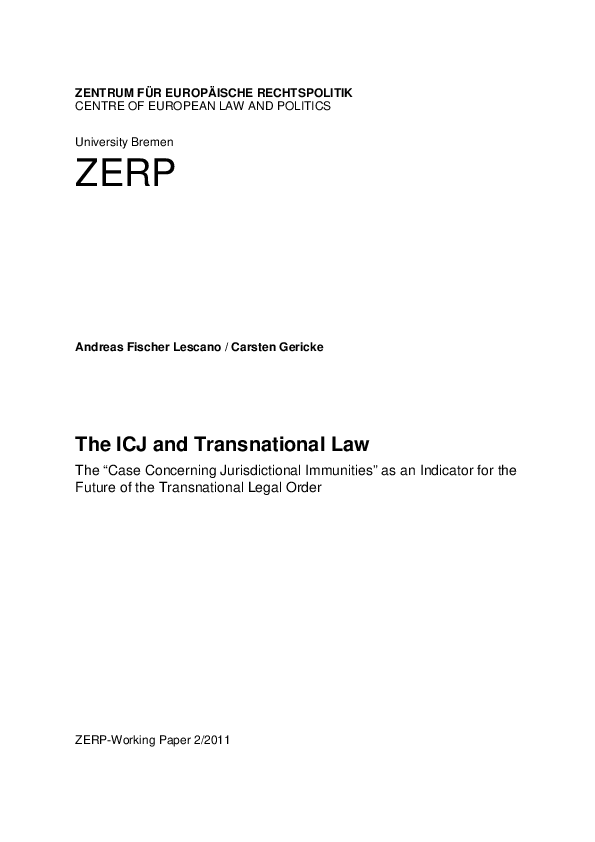 The ICJ and Transnational Law. The “Case Concerning Jurisdictional Immunities” as an Indicator for the Future of the Transnational Legal Order