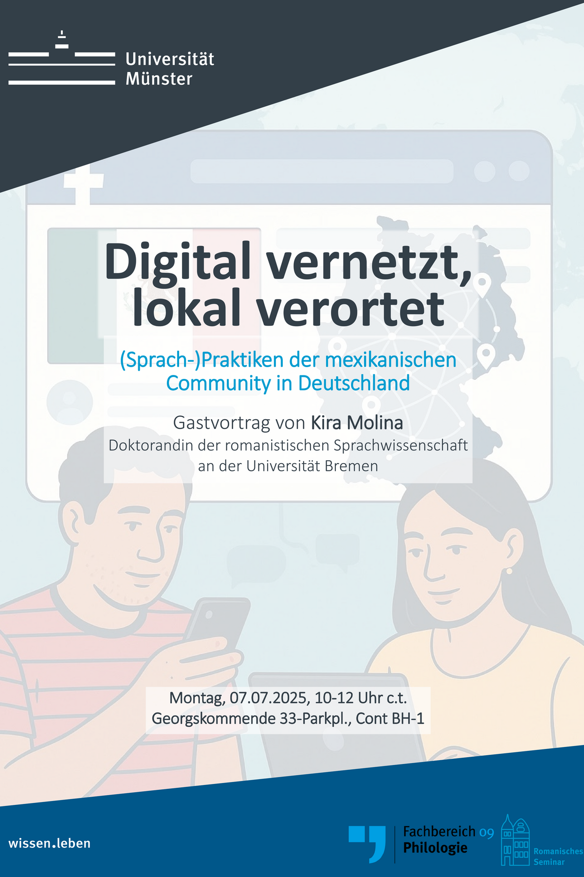 Infoposter zu einem Gastvortrag von Kira Molina an der Universität Münster