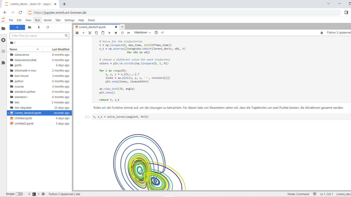 Desktopansicht des Jupyter-Programms