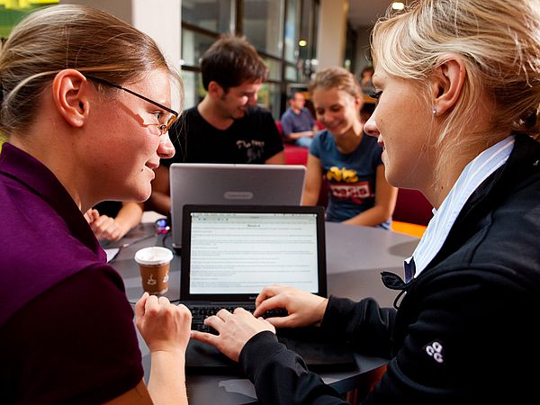 Students study together in the GW 2 cafeteria.