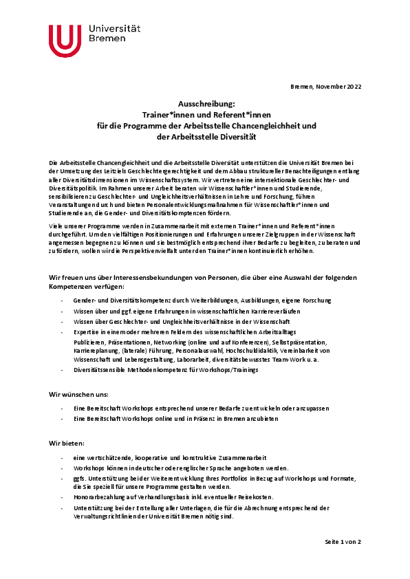 Ausschreibung Trainer_innen