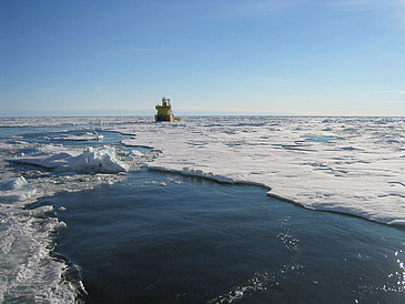 Drillship during ice transit