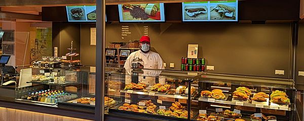 Richly stocked bakery display