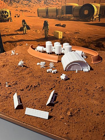 Mars model with habitats at Space Hub Bremen