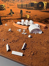 Mars model with habitats at Space Hub Bremen