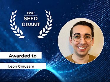 Foto Seed Grant Empfänger neben dem Logo des DSC Seed Grants