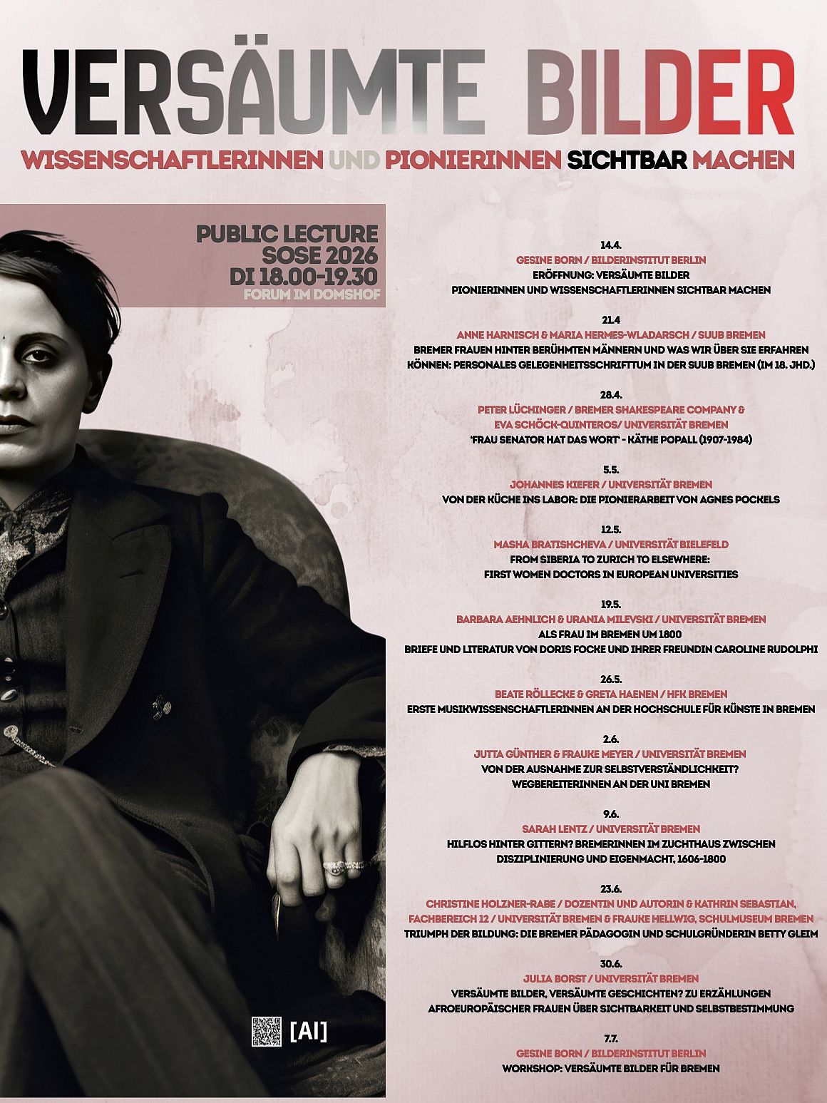 Veranstaltungsankündigung Public Lecture mit allen Beiträgen der Dienstagssitzungen