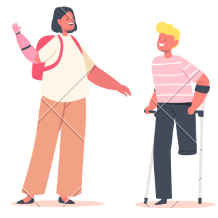 Two people talking to each other.