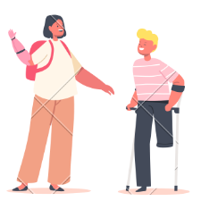 Zwei Personen, die sich miteinander unterhalten. 