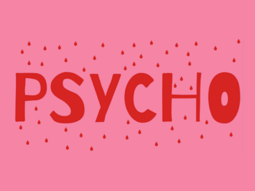 PSYCHO-Schrift mit rosa Tränen