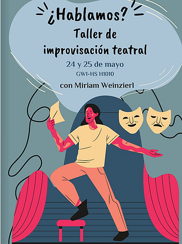 Cartel para taller de teatro en español