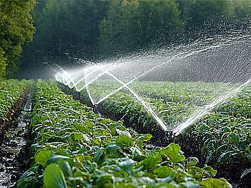 Agricultural land is being irrigated